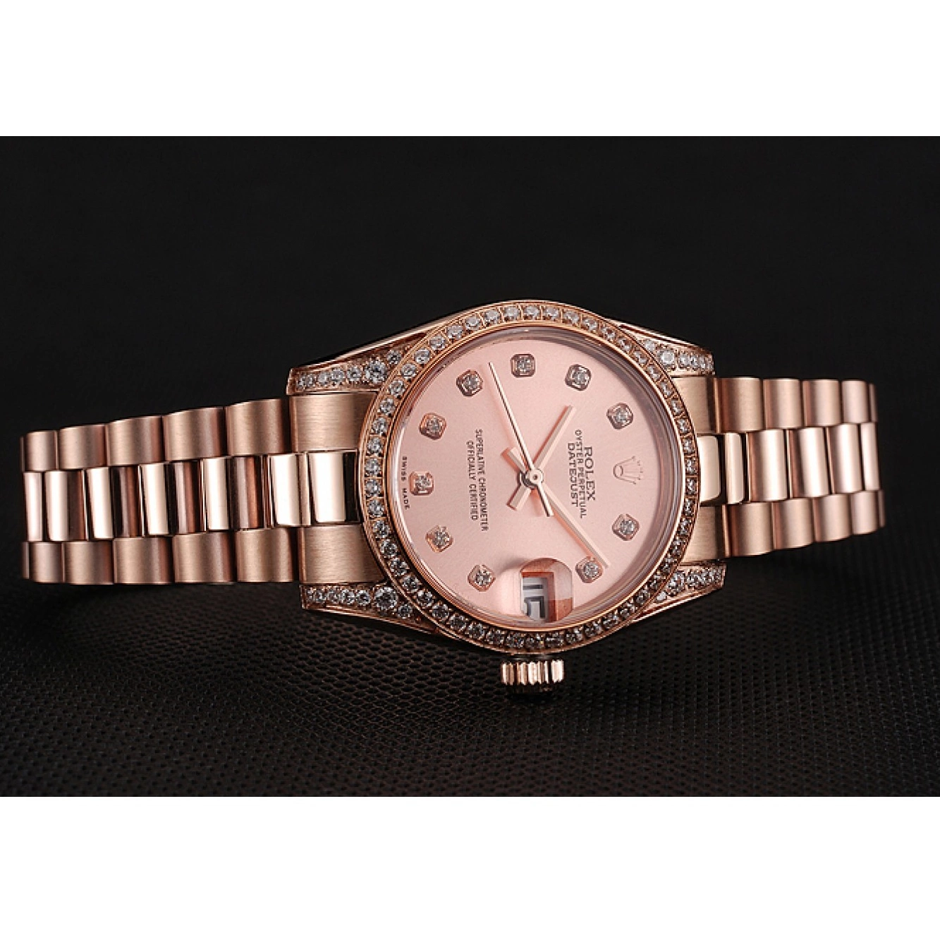 MiroTime 0710 Swiss Rolex DateJust Rose Gold Dial Diamond Case Rose Gold Bracelet 1453977
